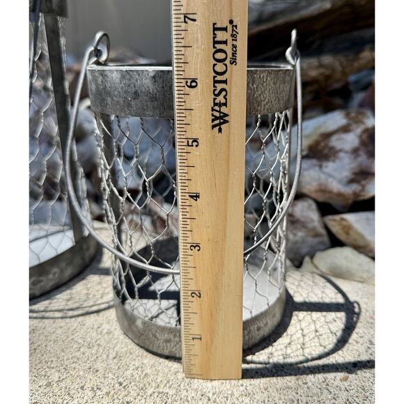 8" & 6” Hanging Wire Baskets Lantern/Candle Holder NWOT - Picture 2 of 7
